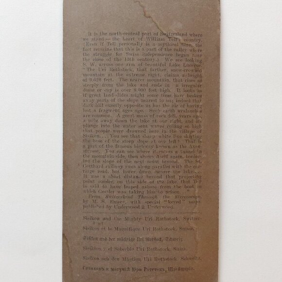 ANTIQUE Stereograph Sisikon and the Mighty Uri-Rothstock(9620 ft), Switzerland - Picture 5 of 5